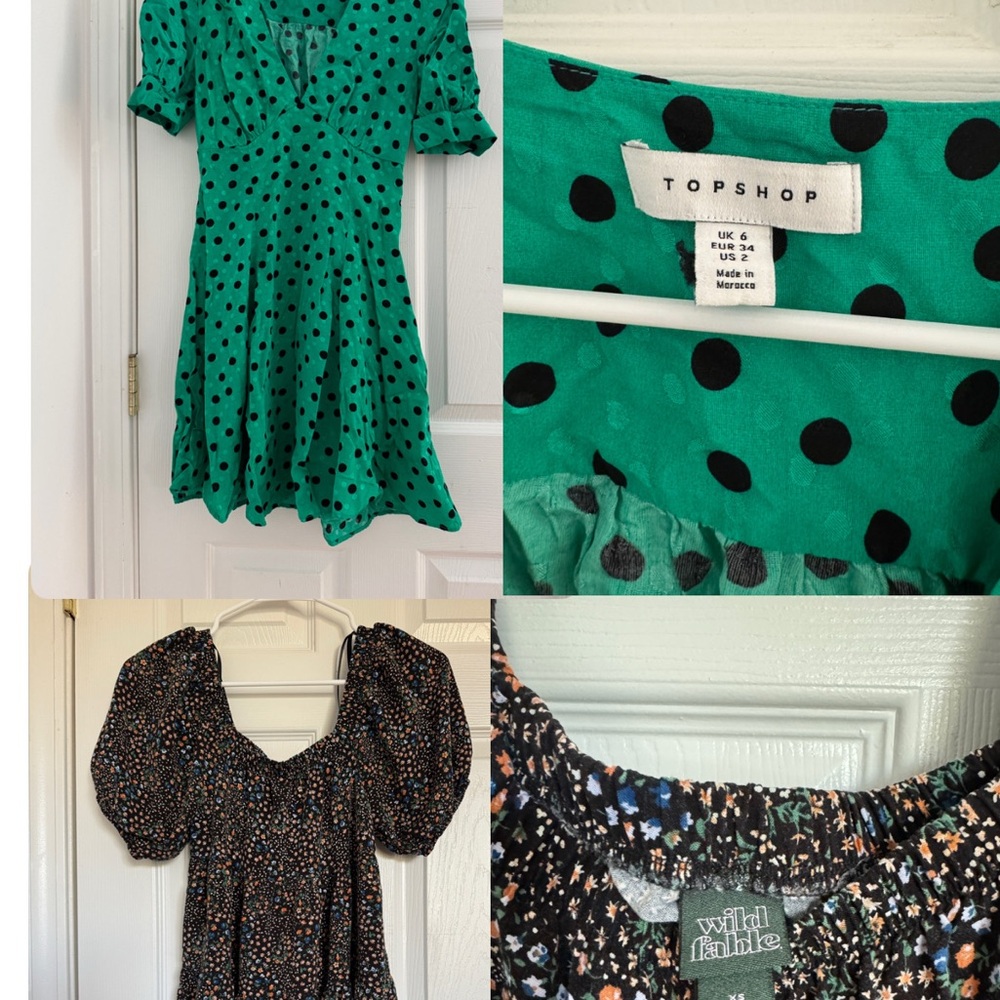 Topshop Teal Dress with Black Dots